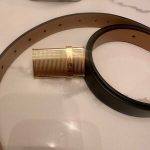 Salvatore Ferragamo REVERSIBLE Belt Tan/Black with gold buckle. UNISEX.